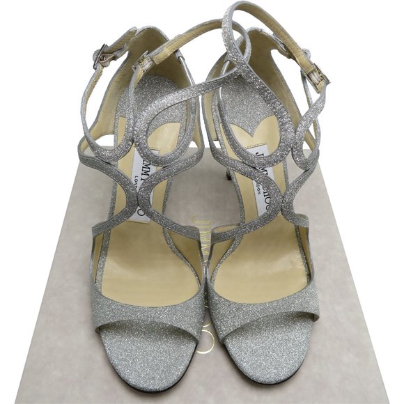 JIMMY CHOO Women's LANG Glitter Sandals - Picture 6 of 7